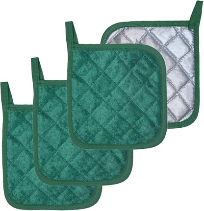 4 Pack Pot Holders for Kitchen Clearance Oven Potholders Sets for Kitchens Hot Pads for Kitchen Countertops Heat Resistant Dark Green by Unknown