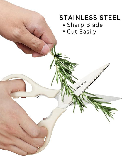 Kitchen Scissors for Food, HUNTER.DUAL Heavy Duty Come Apart Poultry Shears for Cooking, All Purpose for Cutting Chicken, Meat, Fish & Vegetables (Cream, 8.35 Inch) - Image 2