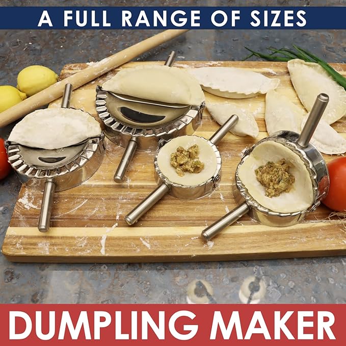 KAYCROWN 3.25 Inch Empanada Press, Stainless Steel Dumpling Maker Dough Cutter Dumpling Mold for Empanada, Dumpling, Ravioli, Pierogi, Turnovers, Calzone (S: 3 1/4 inch)