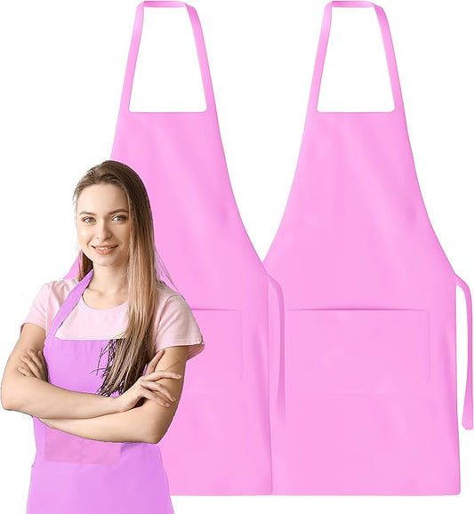 GREEN LIFESTYLE 2 Pack Chef Apron with Pockets – Grilling Aprons for Men, Waterproof Cooking Apron for BBQ, Work or Restaurant Use, Kitchen Aprons for Women with Pockets – Pink by GreenLifeStyle