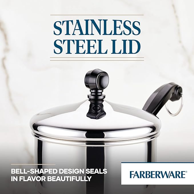 Farberware Classic Stainless Steel Sauce Pan/Saucepan with Lid, 1 Quart, Silver,50000,11.2"D x 6.3"W x 4.4"H - Image 4