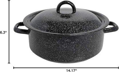 Mirro 4.5 Quart Traditional Vintage Style Black Speckled Enamel on Steel Dutch Oven with Lid, (MIR-10701) - Image 9