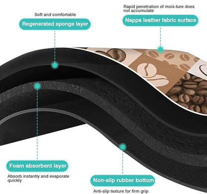 Fun Coffee Mat 23inx15in,Coffee Bar Mat for Countertops,Absorbent Hide Stain Anti-Slip Coffee Bar Accessories Fit Under Coffee Machine Mat,dish Drying Mats for Kitchen