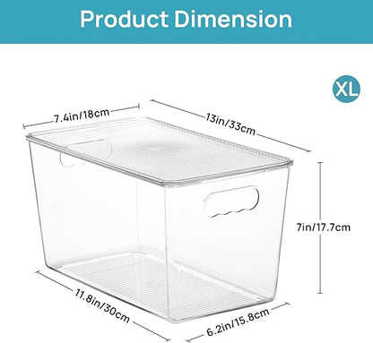 Vtopmart 6 Pack Clear Stackable Storage Bins with Lids,XLarge Plastic Containers with Handle for Pantry Organizer and Storage,Perfect for Kitchen,Fridge,Cabinet, Closet,Bathroom Organization - Image 2