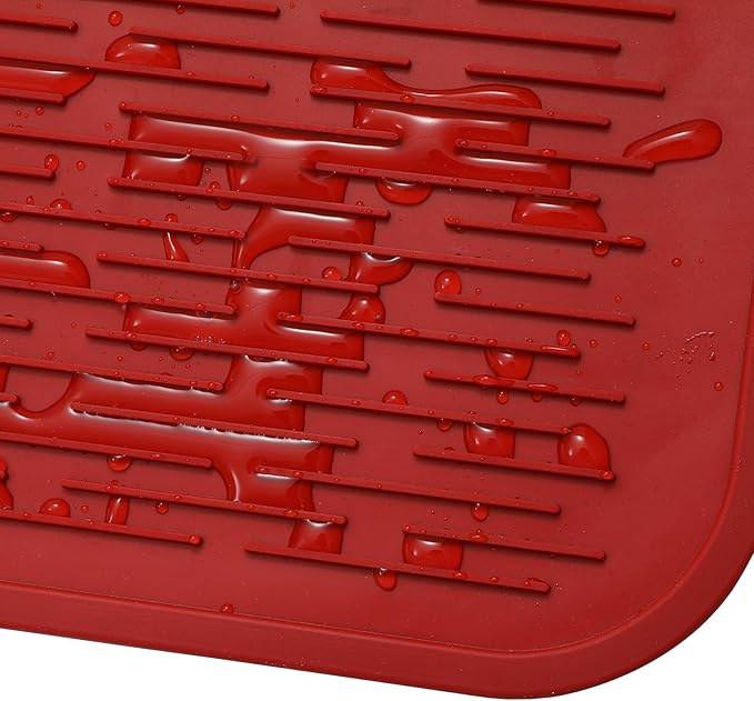 MicoYang Silicone Dish Drying Mat for Multiple Usage,Easy clean,Eco-friendly,Heat-resistant Silicone Mat for Kitchen Counter or Sink,Refrigerator or Drawer Liner Red 5XL 36inches x 18inches - Image 9