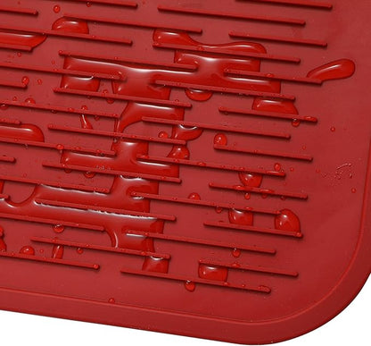 MicoYang Silicone Dish Drying Mat for Multiple Usage,Easy clean,Eco-friendly,Heat-resistant Silicone Mat for Kitchen Counter or Sink,Refrigerator or Drawer Liner Red 5XL 36inches x 18inches - Image 9