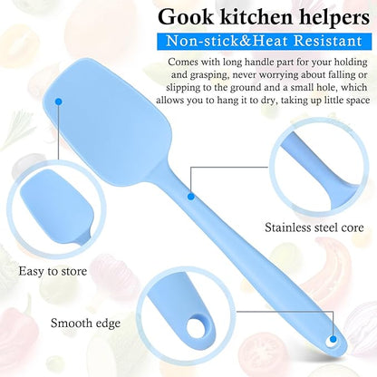 Shappy 4 Pieces Silicone Cooking Spoons 10.6 Inch Heat Resistant Kitchen Spoons for Mixing, Serving and Stirring Upgrade Large Non Stick Basting Utensils, Dishwasher Safe(Spatula,Classic Color) - Image 4
