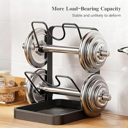 OJJ 2026 Upgraded 304 Stainless Steel Pot Lid Holder While Cooking, Kitchen Pot Lid Storage Rack for stove top, Multifunctional Kitchen Pot Lid Organizer for Countertop(Double Layer-Gray) - Image 3