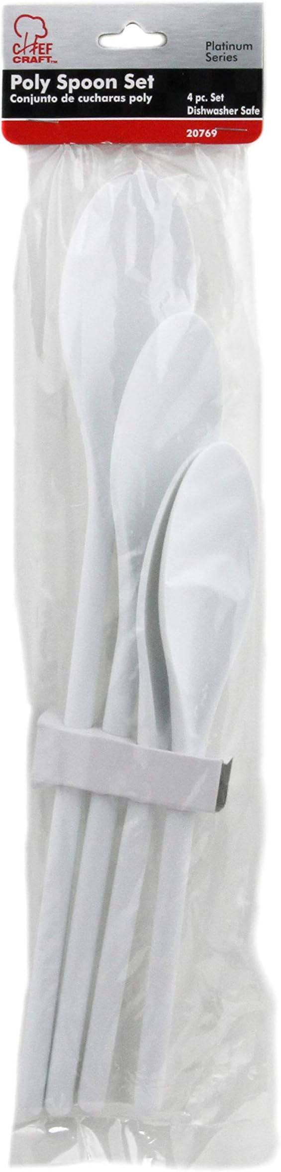 Chef Craft Select Plastic Spoon Set, 10-14.5 inch 4 Piece, White (Pack of 2) - Image 3