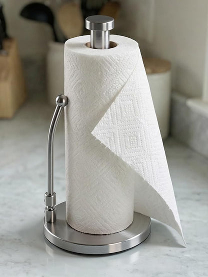SMARTAKE Paper Towel Holder, Paper Towel Dispenser Standing Weighted Base Non Slip, Spring Arm for Easy Tear, Stainless Steel Paper Towel Holder for Home Kitchen Countertop Tabletop, Silver - Image 9