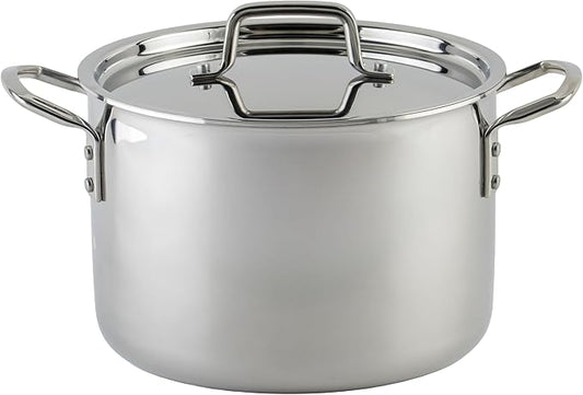 WINCO Tri-Ply Stock Pot, 8-quart, Silver by Winco