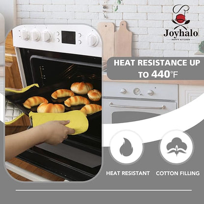 Joyhalo 4 Pack Pot Holders for Kitchen,Cotton Oven Holder with Great Heat Resistance,Non Slip Hot Pads for Kitchen Clearance,Yellow - Image 4