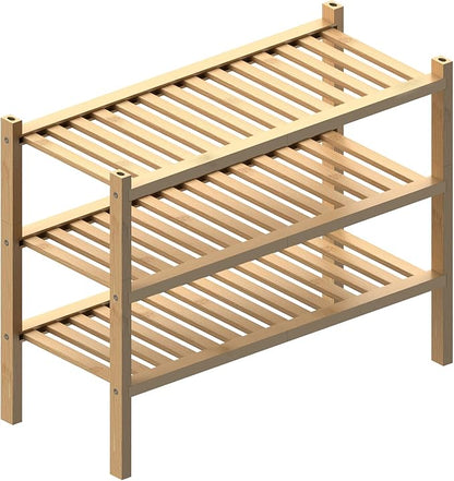 ROMGUAR CRAFT (Thick Bamboo Shoe Rack for Entryway, 3-Tier Free Standing Shoe Racks Stackable Shoe Rack Organizer for Hallway Closet Living Room 27 x12 x21 Inches - Image 7