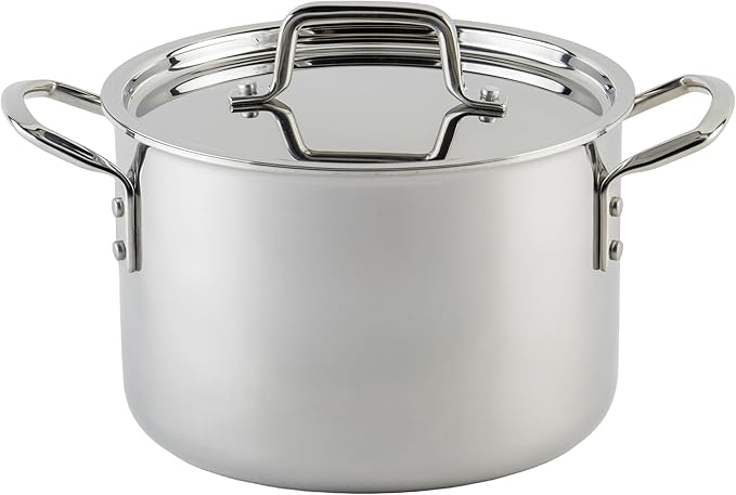WINCO Tri-Ply Stock Pot, 6-quart-qt-6qt, Silver by Winco
