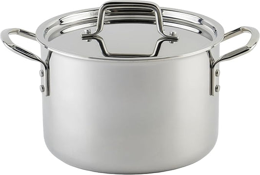 WINCO Tri-Ply Stock Pot, 6-quart-qt-6qt, Silver by Winco