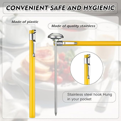 Xuhal 6 Pcs Stainless Steel Kitchen Thermometer with 5 Inch Long Stem 1 Inch Dial Thermometer Milk Frothing Food for Oven Probe Meat Grill BBQ Cooking Chocolate Water(Yellow) - Image 3