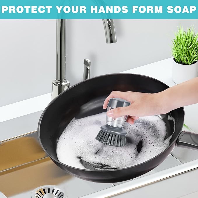 Soap Palm Brush Storage Set, 1 Piece Kitchen Brush with Bracket for Cleaning Pots, Pans and Sinks Scrub Brush Kitchen Scrub Brush - Image 7