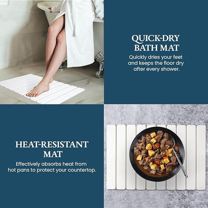Stone Drying Mat for Kitchen Counter 24"×16"with Water Absorbent Diatomite Coasters 8" x 4", Foldable Quick Dry Mats for kitchen Dishes, Non Slip Quick Drying Diatomaceous Earth For Any Countertop - Image 6