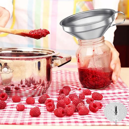 Toncoo 4 Pack Stainless Steel Funnels for Kitchen Use, Food Grade Cooking Funnel with 2 Strainer, Kitchen Funnel Set Metal Funnels for Filling Bottles