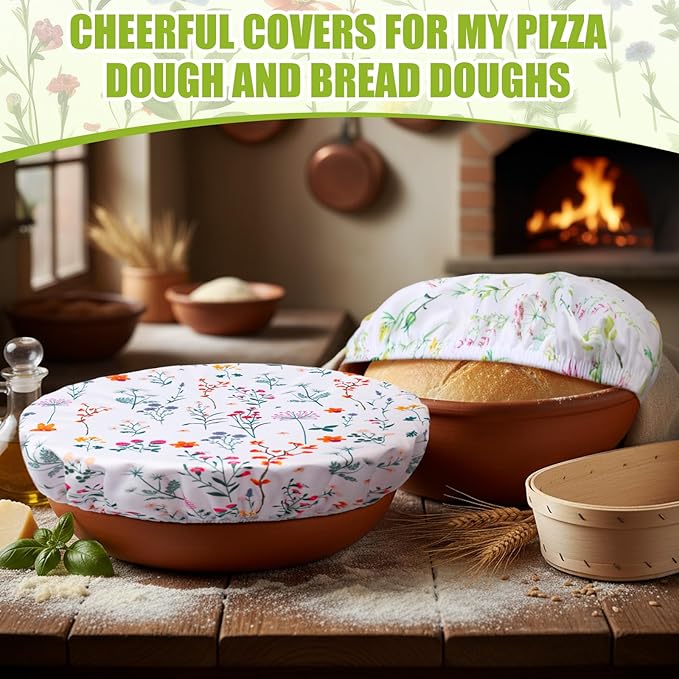 Patelai 10 Pcs Bowl Covers Reusable in 5 Size Stretch Cloth Fabric Elastic Food Storage Bowl Covers Bread Sourdough Lids for Proofing Food Fruits Leftover(Colorful,Spring Style) - Image 6