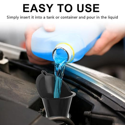 3-Pack Long-Neck Oil Funnels, 11" Multi-Purpose Funnels for Automotive & Motorcycle Use – Reusable Funnel for Oil, Gas & Transmission Fluid (Black+Red+Orange)