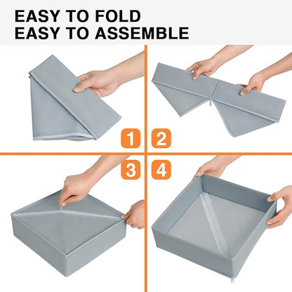 DIMJ Drawer Organizer 15 Pack - Foldable Baby Clothes Storage & Dresser Organizer for Nursery, Bedroom, Closet - Nursery Organization Dresser Dividers for underwear, Sock,Bra, Belt, Tie, Gray - Image 6