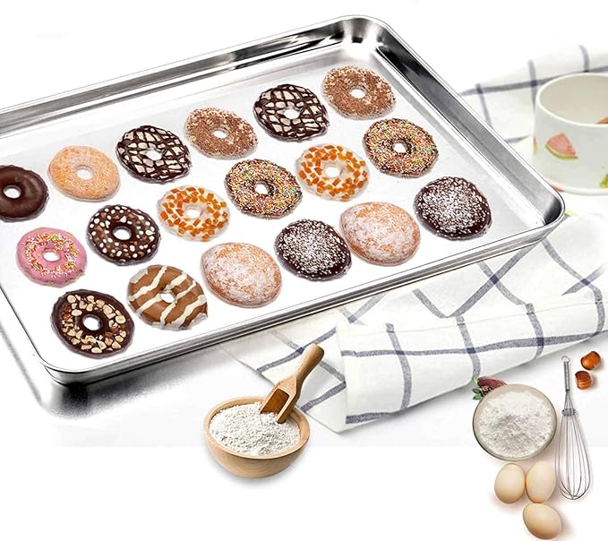 TeamFar Baking Sheet Set of 2, Baking Pans Tray Cookie Sheet Stainless Steel, Non Toxic & Healthy, Mirror Finish & Rust Free, Easy Clean & Dishwasher Safe - Image 6