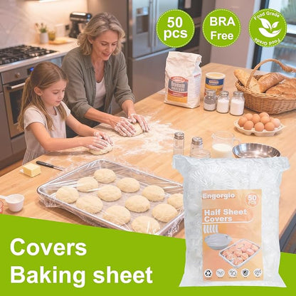 Extra Large Bowl Covers For Bread Proofing 50pcs，Fits Bowl up to 20"，Fits baking pans up to 13x18 inches,Food Storage Covers,Sheet Pan Lid,Elastic Reusable Plastic Bowl Cover，BPA Free.