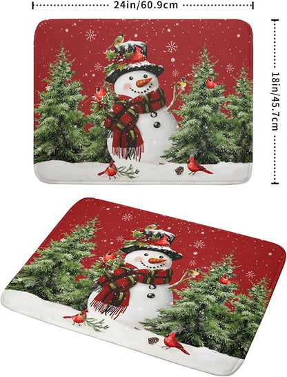 Christmas Dish Drying Mat for Kitchen Counter Snowman Green Christmas Tree Microfiber Absorbent Dish Draining Reusable Washable Foldable Extra Large 18"x24" - Image 2