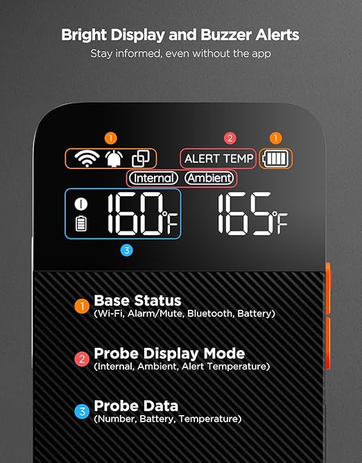GoveeLife Smart Wireless Meat Thermometer with Bluetooth WiFi Ultra Range, Digital Oven Thermometer with Accuracy ±1.8°F, Charge Magnetic Base, Alarm, Kitchen Tools Suitable for BBQ, Grill, Smoker - Image 5