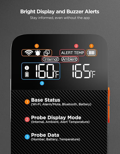 GoveeLife Smart Wireless Meat Thermometer with Bluetooth WiFi Ultra Range, Digital Oven Thermometer with Accuracy ±1.8°F, Charge Magnetic Base, Alarm, Kitchen Tools Suitable for BBQ, Grill, Smoker - Image 5