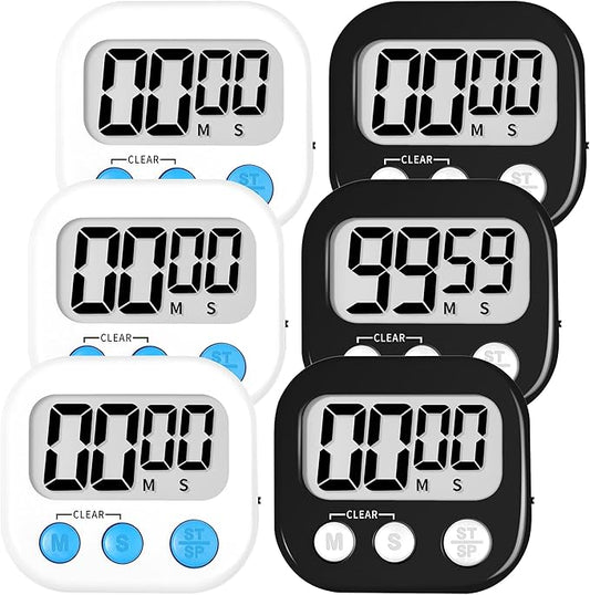ZILLEEN Classroom Timer for Kids Teachers Digital Timers, Black White 6 Pack by ZILLEEN