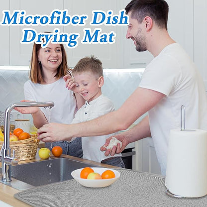 2 Pack Large Dish Drying Mat,24x17 Inch Absorbent Microfiber Dishes Drainer Mats,Dish Drying Pad for Countertops,Sinks,Draining Racks(Gray) - Image 6