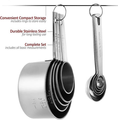 Stainless Steel Measuring Cups And Measuring Spoons 10-Piece Set, 5 Cups And 5 Spoons - Image 7