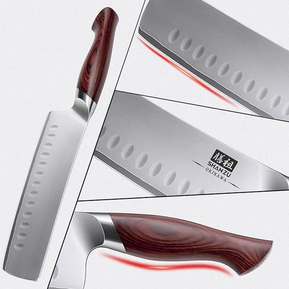 SHAN ZU 7 Inch Nakiri Knife, Japanese 10Cr15MoV High Carbon Stainless Steel Chopping Chef Knife, Professional Sharp Multipurpose Asian Kitchen Vegetable Cleaver Knife with Ergonomic Pakkawood Handle - Image 8