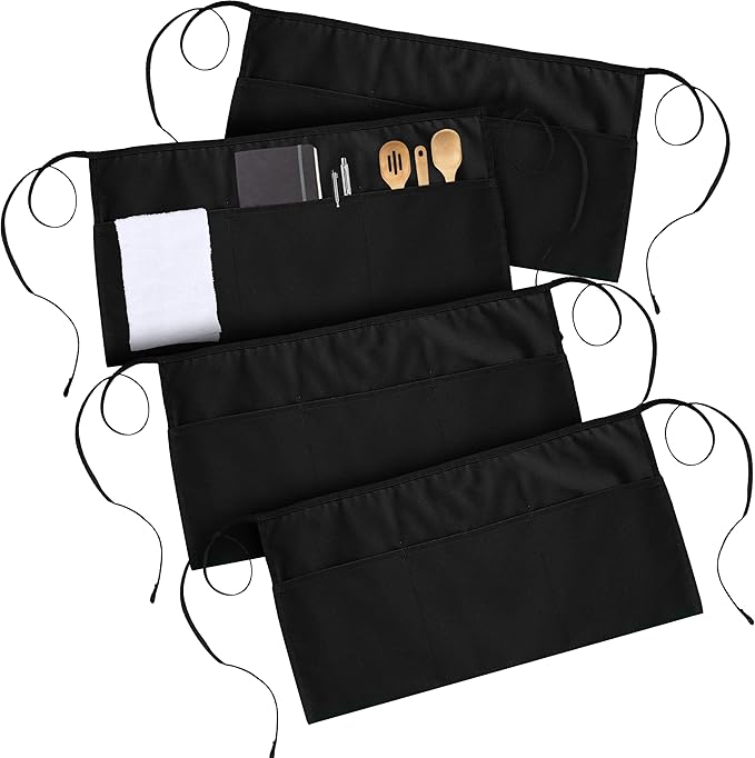 Utopia Wear 4 Pack Server Aprons with 3 Pockets, Waiter and Waitress Waist Aprons for Women with Pockets, Men Short Aprons - Image 5