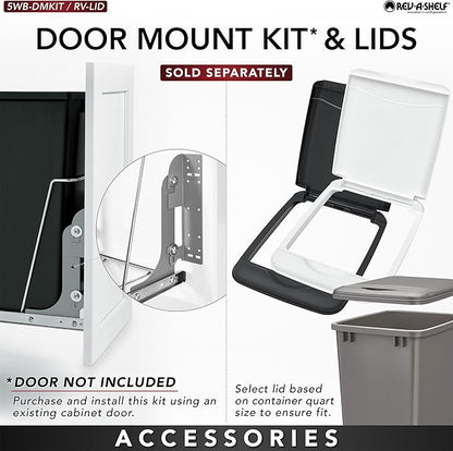 Rev-A-Shelf RV-18KD-18C S Double Pullout Trash Can for Kitchen Cabinets 35 Qt Garbage Recycling Bin on Full Extension Slides, Black