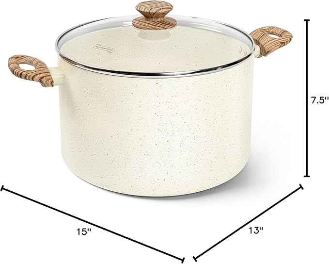 MICHELANGELO 10 Quart Stock Pot with Lid, Large Pot for Cooking, Nonstick Cooking Pot with Healthy Coating, Big Soup Pots Induction Compatible, White - Image 9