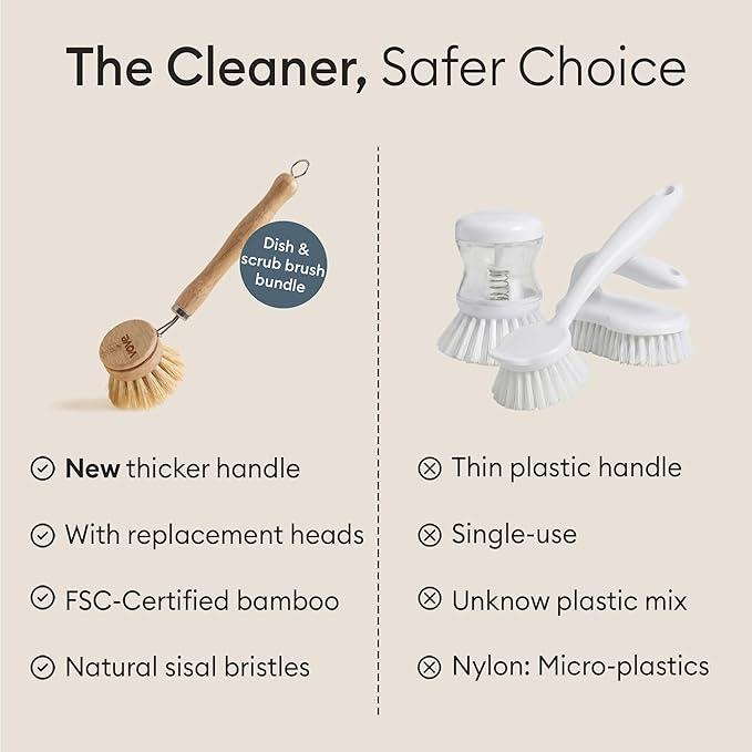 Vove Bamboo Dish Brush Replacement Heads, 4 Pack - FSC-Certified Bamboo - Natural Fiber Bristles - Compatible with Vove Dish Brush - Non-Toxic, Plastic-Free - Image 5