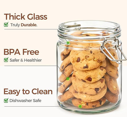 ComSaf 6-Pack 25oz Straight Sided Glass Jars with Lids, Meal Prep & Canning Containers for Overnight Oats, Salads, Fermenting & Pickling, Easy-to-Clean Cylinder Canisters for Pantry - Image 4