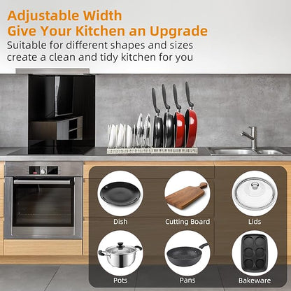 ROOHUA Pot Rack - Expandable Pot & Pan Organizer for Cabinet, 10 Adjustable Compartments (Apricot, 10) - Image 5