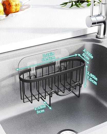 HapiRm Kitchen Sponge Holder for Sink - 2 Installation Methods Kitchen Sink Caddy Organizer with Unique M-Shaped, Rustproof Stainless Steel Sponge Caddy - Black（Large） - Image 5