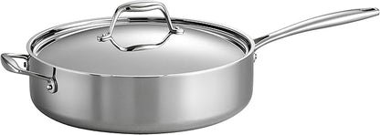 Tramontina Signature Tri-Ply Clad Stainless Steel 6-Quart Saute Pan with Lid, Induction-Ready Cooking Pan, Dishwasher-Safe, NSF-Certified, Made in Brazil by Tramontina