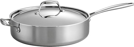 Tramontina Signature Tri-Ply Clad Stainless Steel 6-Quart Saute Pan with Lid, Induction-Ready Cooking Pan, Dishwasher-Safe, NSF-Certified, Made in Brazil by Tramontina