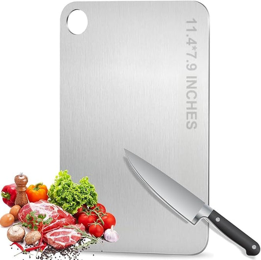 Titanium Cutting Board - 2026 New 100% Pure Titanium Cutting Boards, Food-Grade,Non-Slip Surface, Dishwasher Safe, Elegant Serving Tray, for Charcuterie, Meat, Vegetables, Easy Clean, 11.4"x7.9" by kitchen