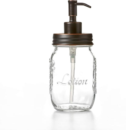 Mason Jar 12oz & 16oz Soap and/or Lotion Dispensers for Hand Sanitizer, Liquid Soap or Hand/Body Lotion (Oil Rubbed Bronze, 12oz & 16oz)