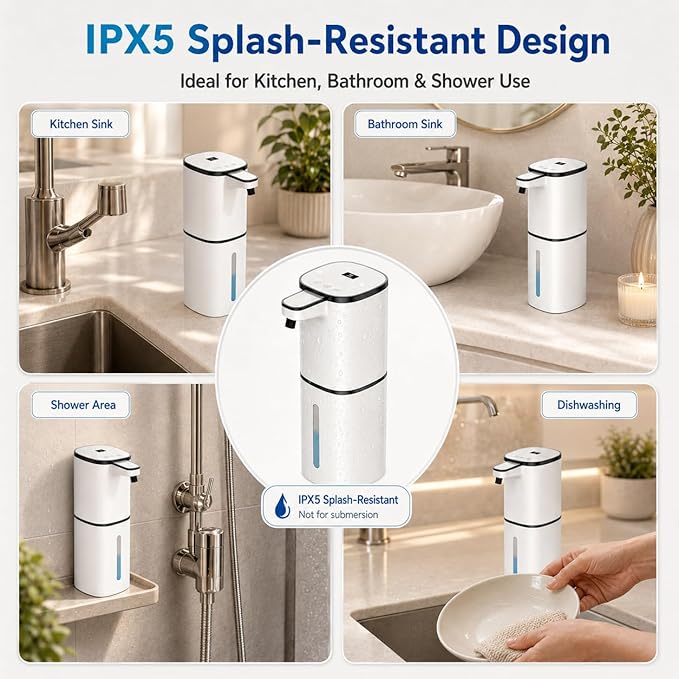 Automatic Liquid Soap Dispenser, 9 Adjustable Levels, 380ml/12.8oz, Touchless Hand Soap or Dish Soap Dispenser,IR Sensor & Display,Wall-Mount or Tabletop Use for Bathroom Kitchen