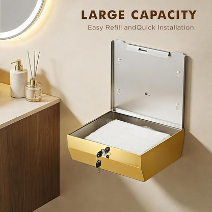 Wall Mounted Stainless Steel Paper Towel Dispenser with Lock, Polished Mirror Finish, Fits C-Fold, Tri-Fold and Multi-Fold Hand Towels, Commercial Restroom & Bathroom Use - Image 3