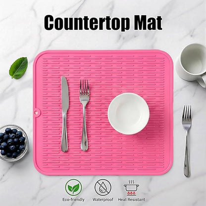 MicoYang Silicone Dish Drying Mat for Multiple Usage,Easy clean,Eco-friendly,Heat-resistant Silicone Mat for Kitchen Counter or Sink,Refrigerator or Drawer Liner Rose XL 18 inches x 16 inches - Image 3