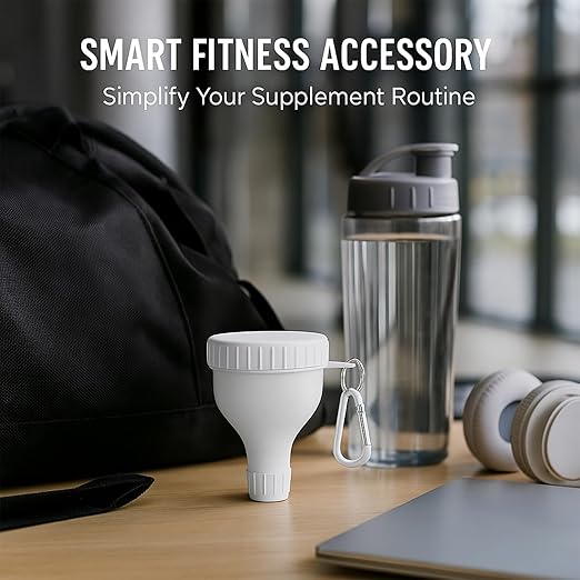 2 Pack Protein Powder Container to Go - Mini Funnel with Keychain and Keyring, Water Bottle Funnel for Shakers（White） - Image 5